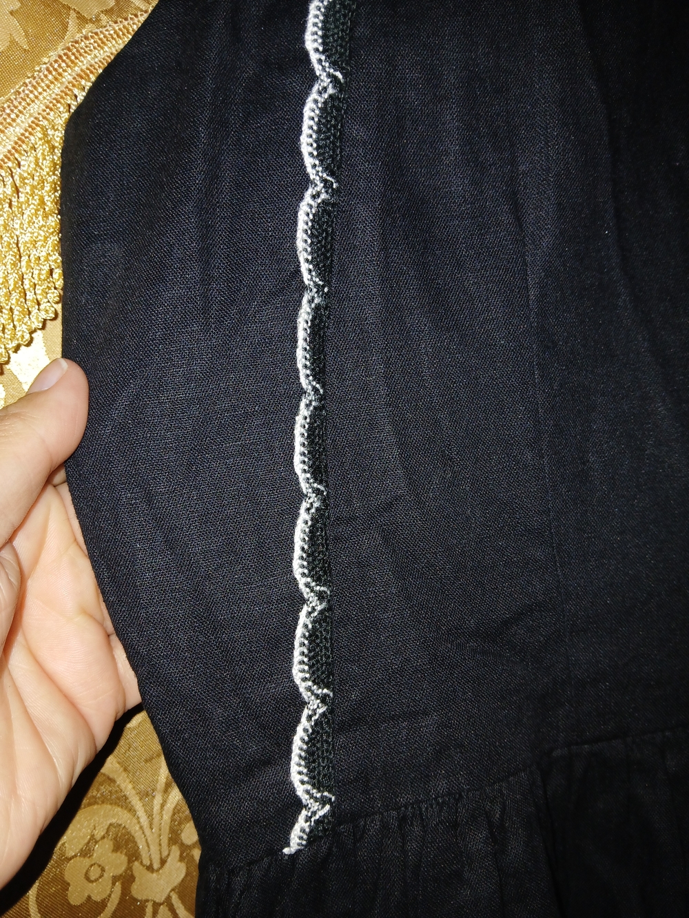 Ann Taylor Black Sleeveless Midi Dress with White Scallop Trim - Picture 7 of 7